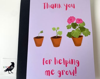 Thank you for helping me grow biology science teacher card