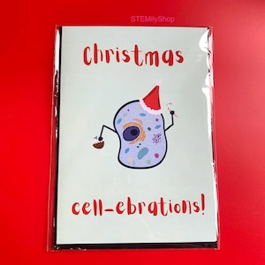 Cartão de ciências de biologia anatômica celular de microbiologia de natal peculiar e legal