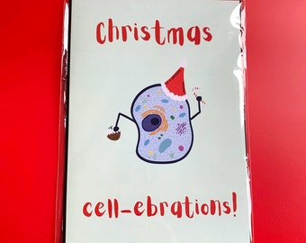 Cool quirky christmas cell-ebrations microbiology cell anatomical biology science card