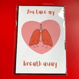 Me quitas el aliento tarjeta de aniversario de ciencia, biología anatómica, San Valentín