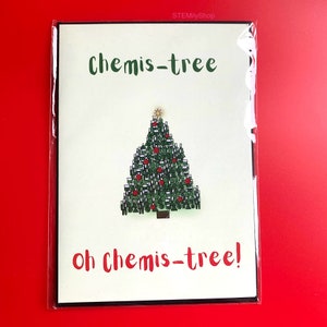 Carte scientifique de Noël originale et cool pour la chimie de l'arbre chimique