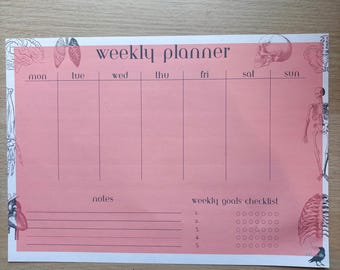 DIGITAL printable A4 orange weekly planner anatomy biology themed university science planner