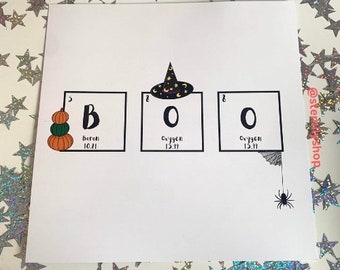 BOO spooky chemistry science periodic table halloween wall art print