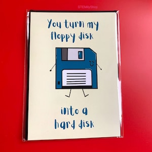 Vous transformez ma disquette en disque dur carte de Saint-Valentin anniversaire informatique sale technologie tige science