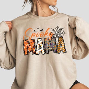 Spooky Mama Retro Halloween Sweatshirt - Gift for Mother , Halloween Mama Hoodie , Spooky Season Shirt , Halloween Shirt For Mom