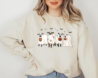 Ghost Cows Halloween Sweatshirt - Funny Farm Animals Hoodie