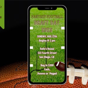 Digital Fantasy Football Party Invitation, Editable Template, Text SMS Invite, 2023 Fantasy Football Draft, 2023 Football Draft Party Invite