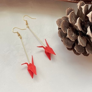 Handmade Origami Bird Crane Dangling Earrings