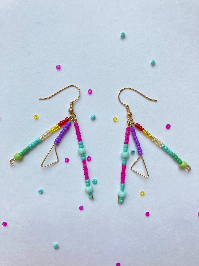 Cute Colorful Handmade Rainbow Seed Bead Pattern Statement - Etsy