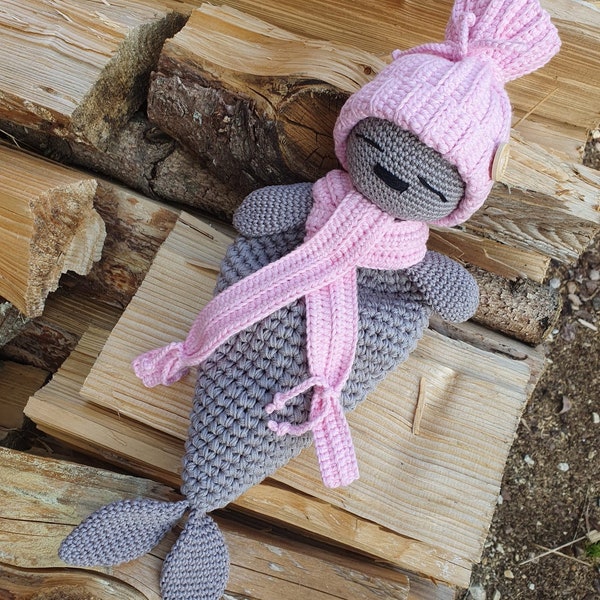 Baby seal cuddly toy | Crochet baby seal | handmade with love | dark gray and pink