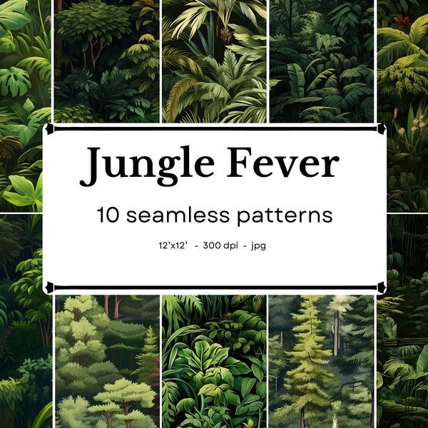 Jungle Fever - 10 seamless patterns, 12'x12', 300dpi - seamless digital paper pack - Scrapbooking, digital background