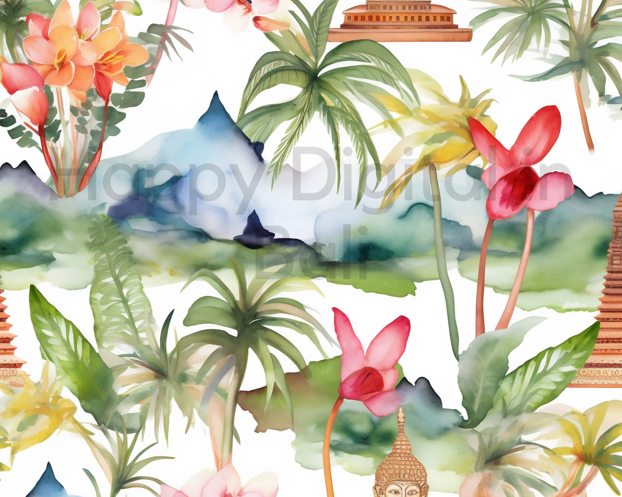 Bali Vibes - 10 Seamless Patterns, 12'x12', 300dpi -seamless Digital ...