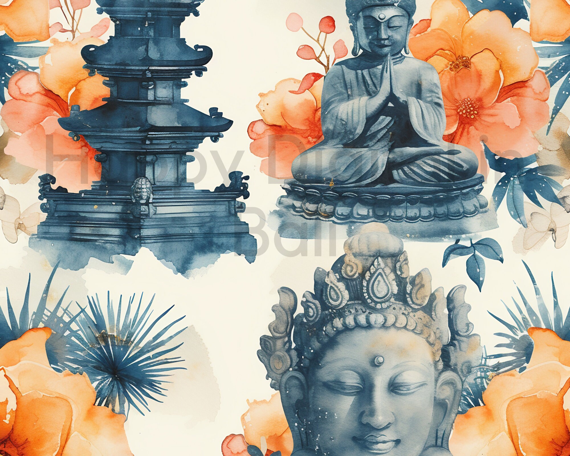 Bali Vibes - 10 Seamless Patterns, 12'x12', 300dpi -seamless Digital ...