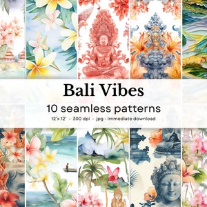 Bali Vibes - 10 motivi senza soluzione di continuità, 12'x12', 300 dpi - confezione di carta digitale senza soluzione di continuità - Scrapbooking, sfondo digitale,...