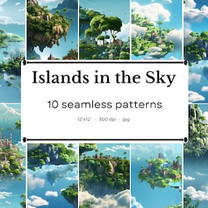 Islands in the Sky - 10 naadloze patronen, 12'x12', 300dpi - naadloos digitaal papierpakket - Scrapbooking, digitale achtergrond