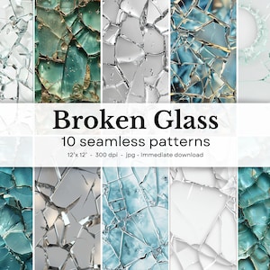 Broken Glass - 10 seamless patterns, 12&#39;x12&#39;, 300dpi - seamless digital paper pack - Scrapbooking, digital background, digital paper