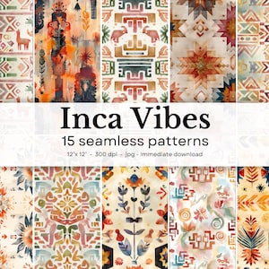 Inca vibes - 10 seamless patterns, 12'x12', 300dpi -seamless digital paper pack - Scrapbooking, digital background