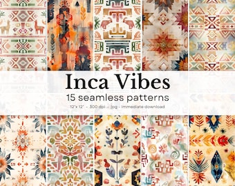 Inca vibes - 10 seamless patterns, 12'x12', 300dpi -seamless digital paper pack - Scrapbooking, digital background
