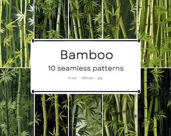Bamboo - 10 seamless patterns. 12&#39;x12&#39;, 300dpi - seamless digital paper pack - tile pattern - Scrapbooking, digital background