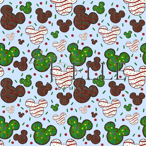 Mouse Snack Cake Blue Background Seamless PNG - Theme Park png - Holiday png - Christmas Cake png