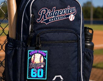 Personalized Baseball Bag Tag | Custom Player Name, Number, Team Backpack Tag
