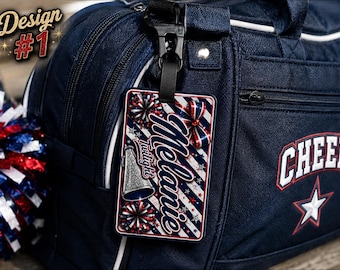 Personalized Cheer Bag Tag | Custom Glitter Backpack Accessory (3.8" x 2.4")