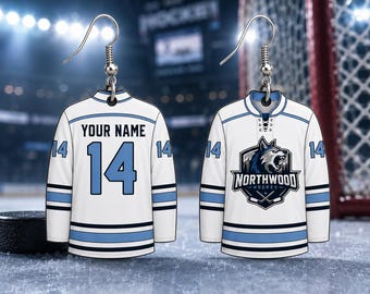 Custom Hockey Jersey Earrings | Personalized Name Number | Hockey Mom Sports Jewelry