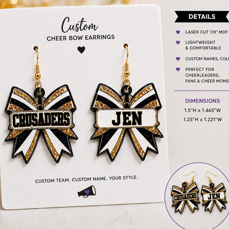 Customized Mega Phones Cheer Mom Earrings Custom - Etsy