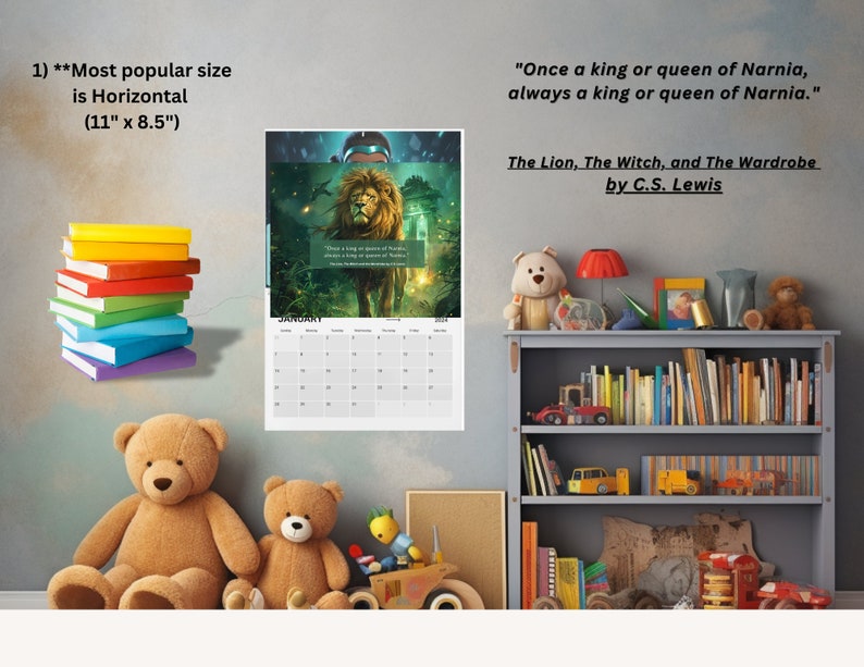 Bookworm Wall Calendar 2025, Childrens Classic Books Calendar