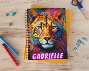 Gepard spiralanteckningsbok - linjerad, Gepard barnanteckningsbok, djurtryckt anteckningsbok, tillbaka till skolan anteckningsbok, Gepard anteckningsbok,