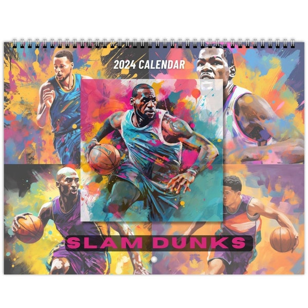 Basketball Wandkalender 2024, Kinder Basketball Kalender, Basketball Liebhaber, Jungen Basketball Kalender, Basketball Geschenk, 2024 Wandkalender,