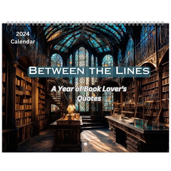 Book Lovers 2024 Wall Calendar, Book Wall Calendar, Literature Calendar, Librarian Gifts, Teacher Gifts, Wall Calendar 2024, Reader Gift,