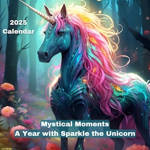 Calendario de pared de unicornio 2025, calendario de unicornio, regalos de unicornio, calendario para niños 2025, agenda de unicornio, calendario de unicornio para niñas, calendario de pared 2025