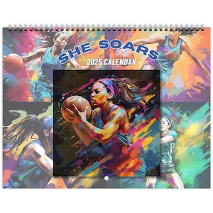 Women's Basketball Calendar 2025, Basketball Wall Calendar, Sports Calendar 2025, Girls Basketball Calendar, Kids Wall Calendar 2025