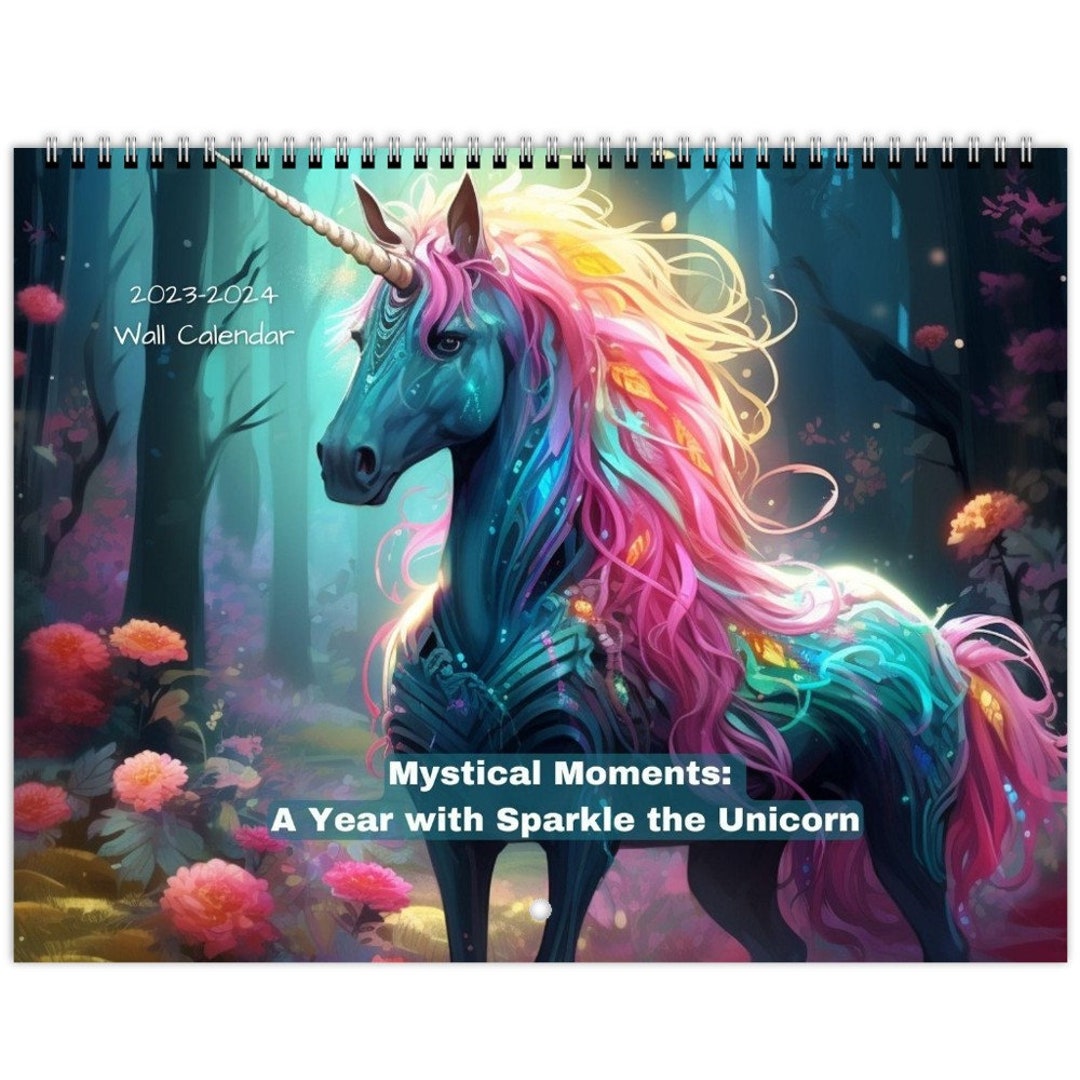 Unicorn Calendar 20232024 Unicorn Wall Calendar Girls Wall Etsy