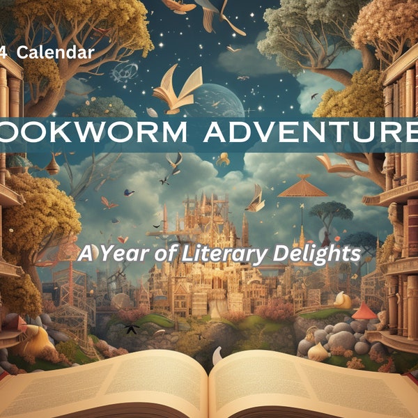 Bookworm Wall Calendar 2024, Librarian Calendar, Literature Calendar, Back to school Calendar 2023-2024