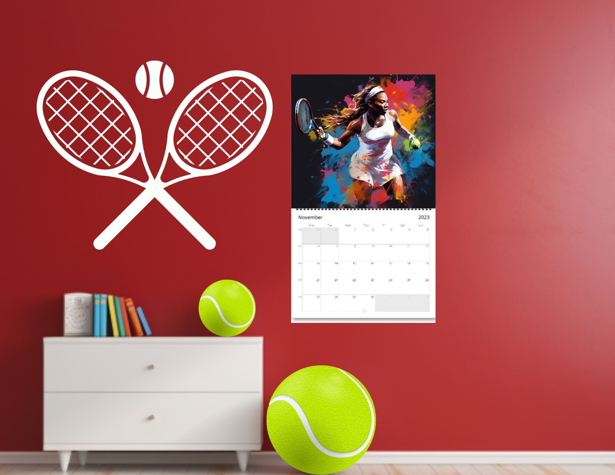 Tennis Calendar 2024, Tennis Fans Calendar, Sports Calendar 2024, Tennis Wall Calendar, Tennis