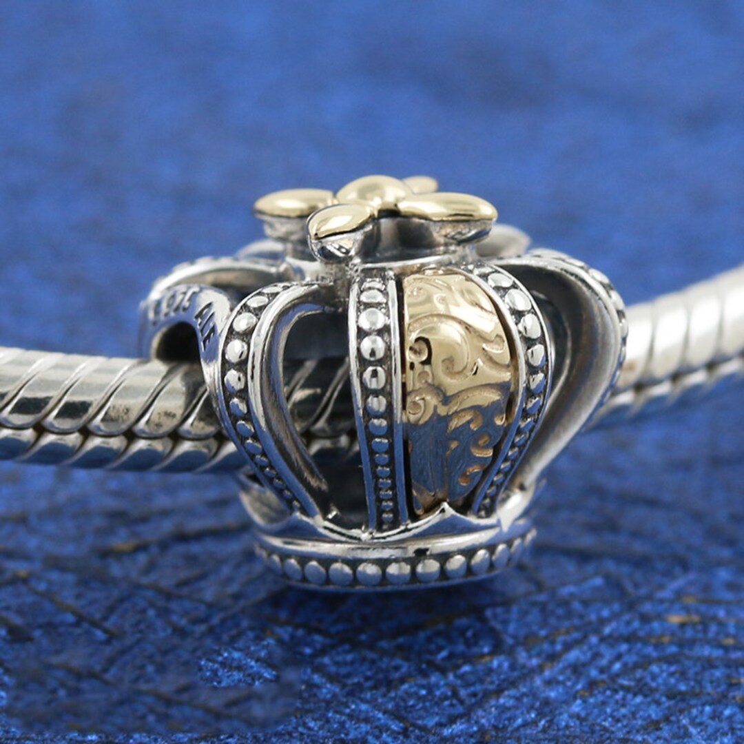 Pandora Gold Twotone Regal Crown Charm S925 ALE Etsy