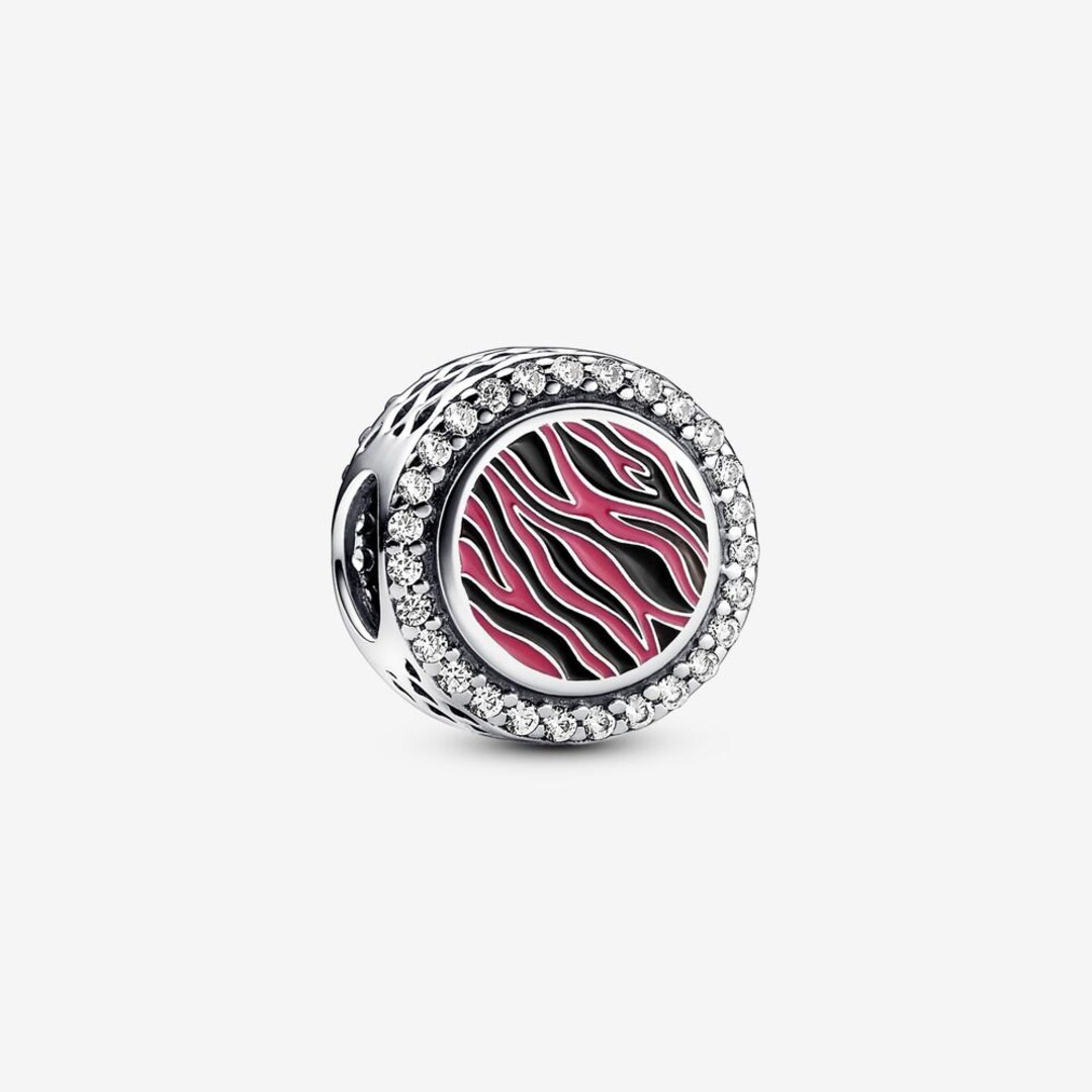 Pandora ALE S925 Silver Pink Zebra Print String Charm Etsy