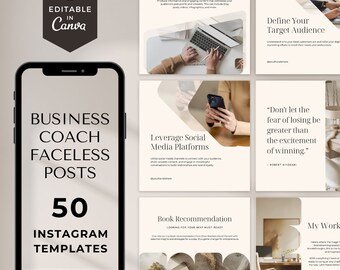 Business Coach Instagram Templates | 50 Faceless Posts (Digital Download)