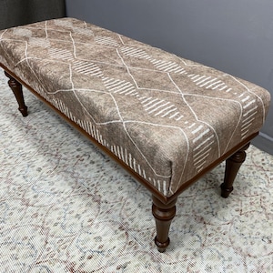 Bedroom seat, Ottoman furniture, Upholstered chair, Wood ottoman bench, Bench cushion, Entryway bench, Table bench, Scandinavian bench