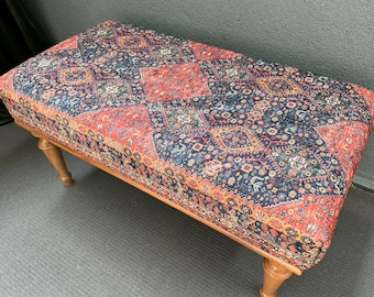 Turkish Rug Design, Upholstered Bench, Ottoman Benches, Modern Bench, Handmade Furniture, Vanity Pouf Stool, Entryway Decor, Home Decor,