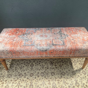 Foot Stool Ottoman, Turkish Rug Bench, Long Seat, Upholstered Bench, Coffee Table Bench, Mid Table, Vanity Bench, Shoe bench, Kilim Bench,