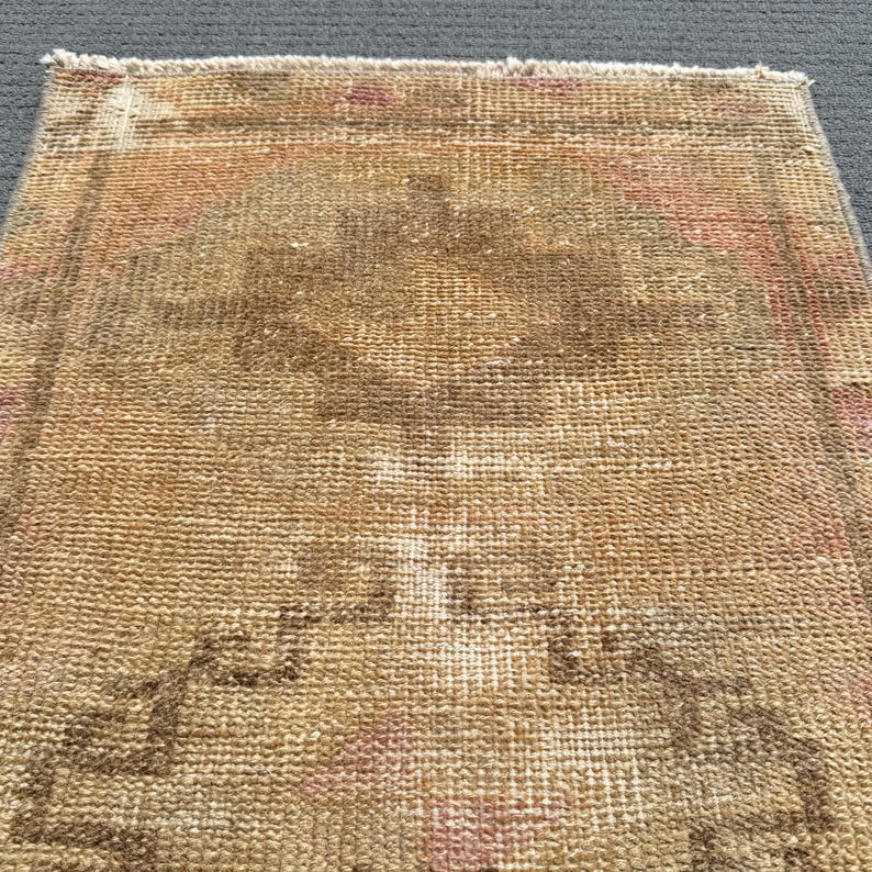 Turkish Rug Small Turkish Small Rug 1.6x2.7 Ft, Vintage Oushak Beige Moroccan Wool Rug - Etsy