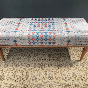 Upholstered Bench, Ottoman Bench, Hallway Bench, Coffee Table, Shoe Bench, Boho Decor, Handmade Furniture, Decorative Bench Seat,