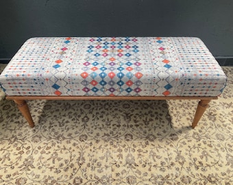 Upholstered Bench, Ottoman Bench, Hallway Bench, Coffee Table, Shoe Bench, Boho Decor, Handmade Furniture, Decorative Bench Seat,