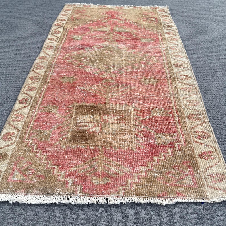 Turkish Rug Small Turkish Small Rug 2.1x3.8 Ft, Red Brown Patchwork Rug Wool - Etsy UK