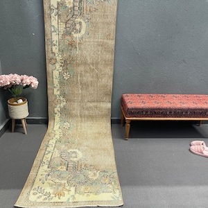Turkish Rug Runner 84x314cm Vintage Boho Decor