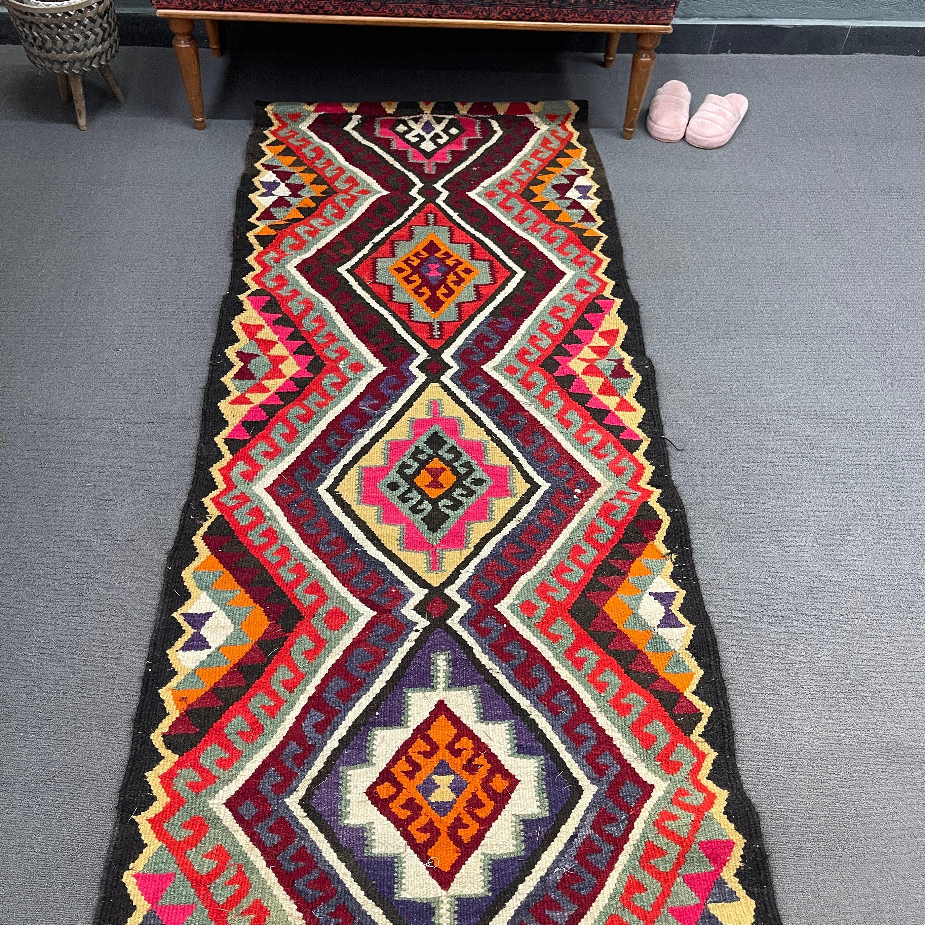 ヴィンテージ トルコ ランナー キリム ラグ 3 x 13 フィート