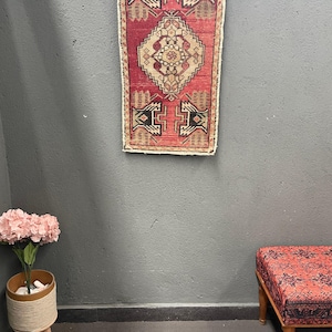 Vintage türkischen Teppich 49 x 90 cm Handgemacht 2 x 3 ft